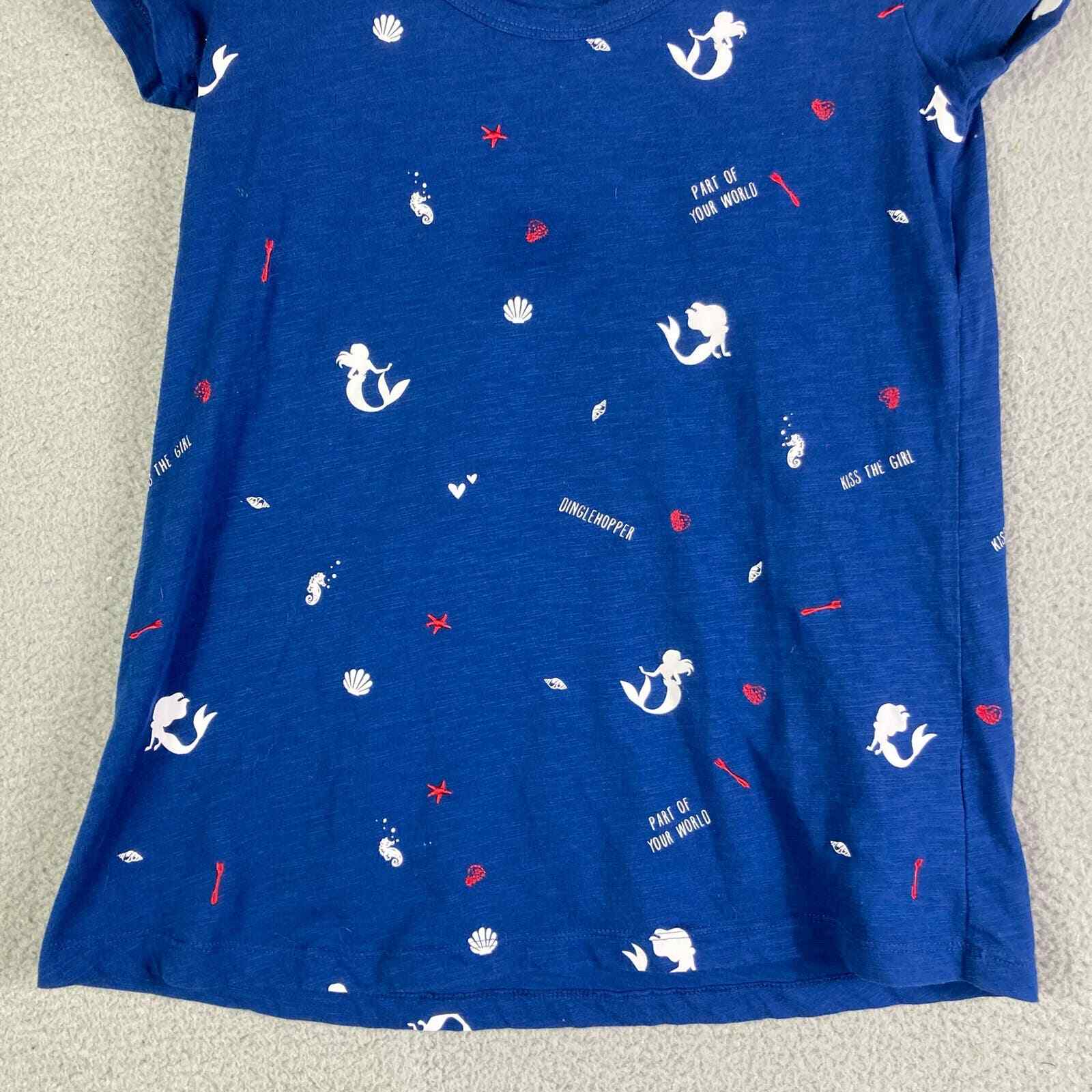 Little Mermaid Disney Shirt Womens Size Small Blue Ariel Allover Print Cute Tee - Thumbnail 8