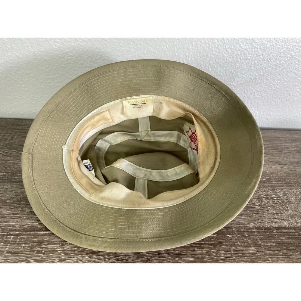 Golf Bucket Hat Khaki Red Stripe Town Talk Classic Cotton Made in USA Vintage - Thumbnail 7