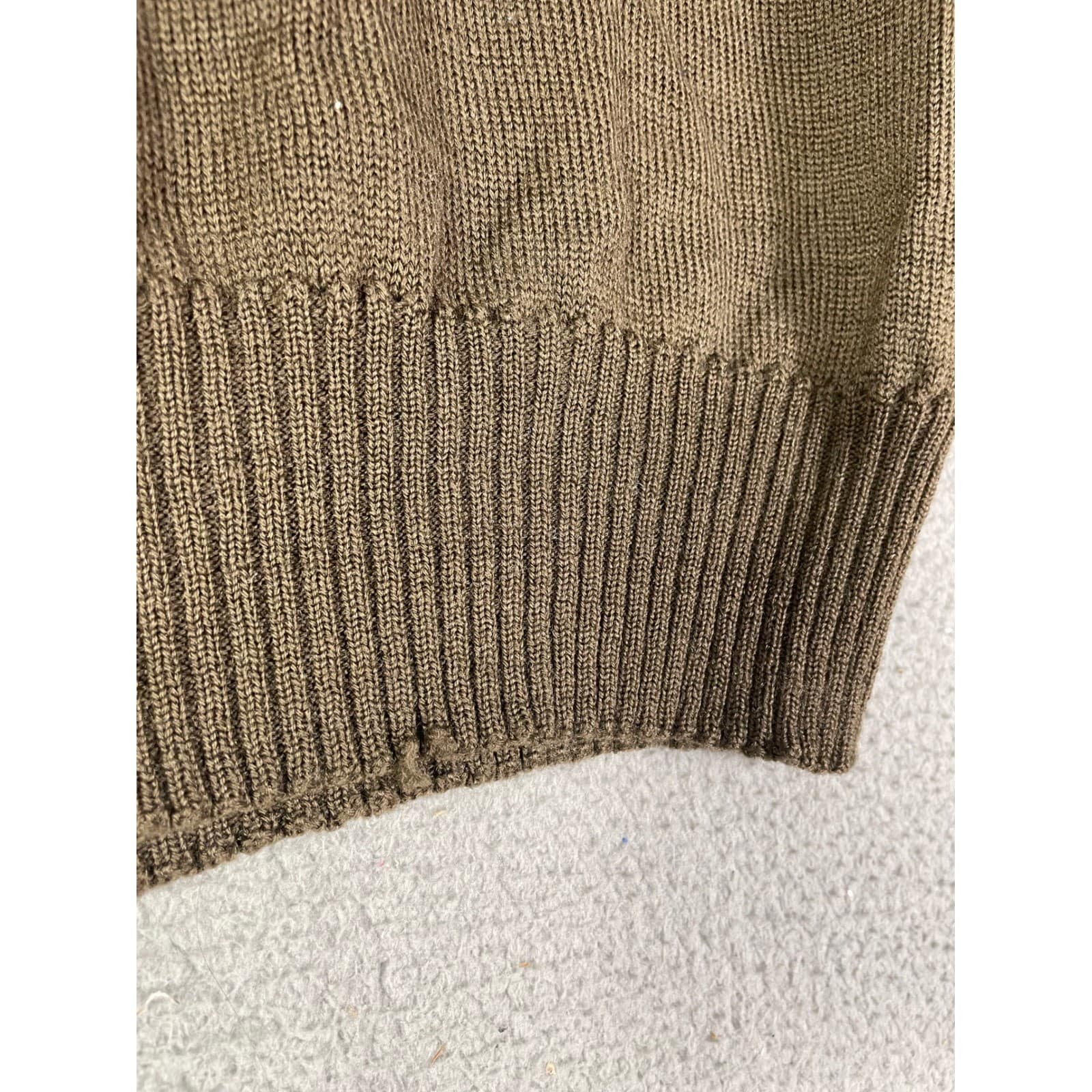 USGI Military Wool Sweater OD Green Shawl Collar 100% Wool Pullover Medium 1988 - Thumbnail 9
