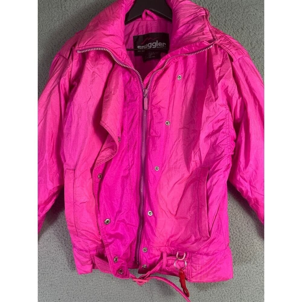 Vintage Snuggler Seattle 80s Pink Nylon Ski Jacket XS Belted Davos Windbreaker - Thumbnail 10