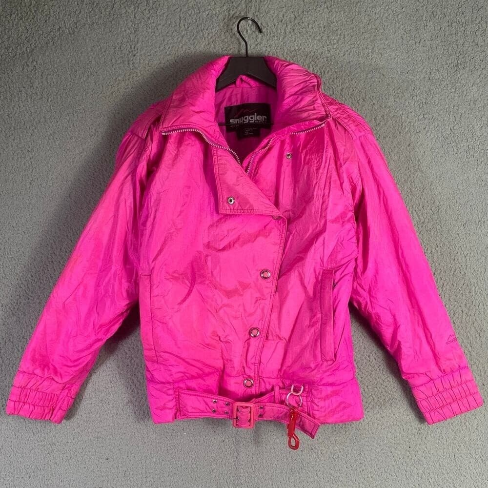 Vintage Snuggler Seattle 80s Pink Nylon Ski Jacket XS Belted Davos Windbreaker - Thumbnail 4