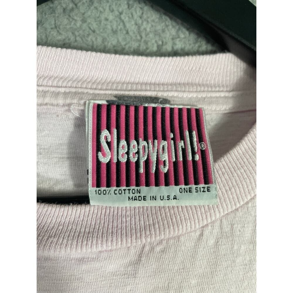 Vintage 90s Sleepygirl Christmas Puppy Graphic Tee One Size USA Made Holiday - Thumbnail 2