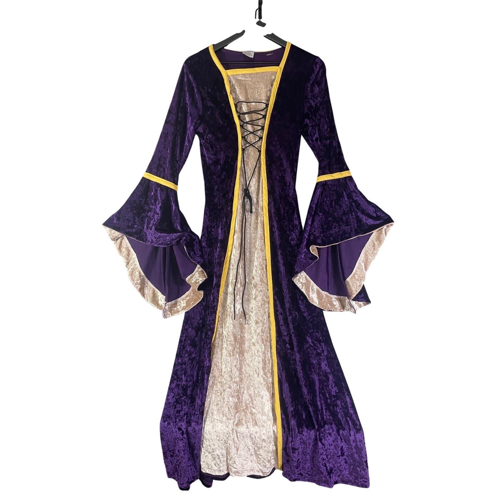 Renaissance Dress Medieval Gown Costume Purple Velvet Fair Sorceress Cosplay S - Thumbnail 3