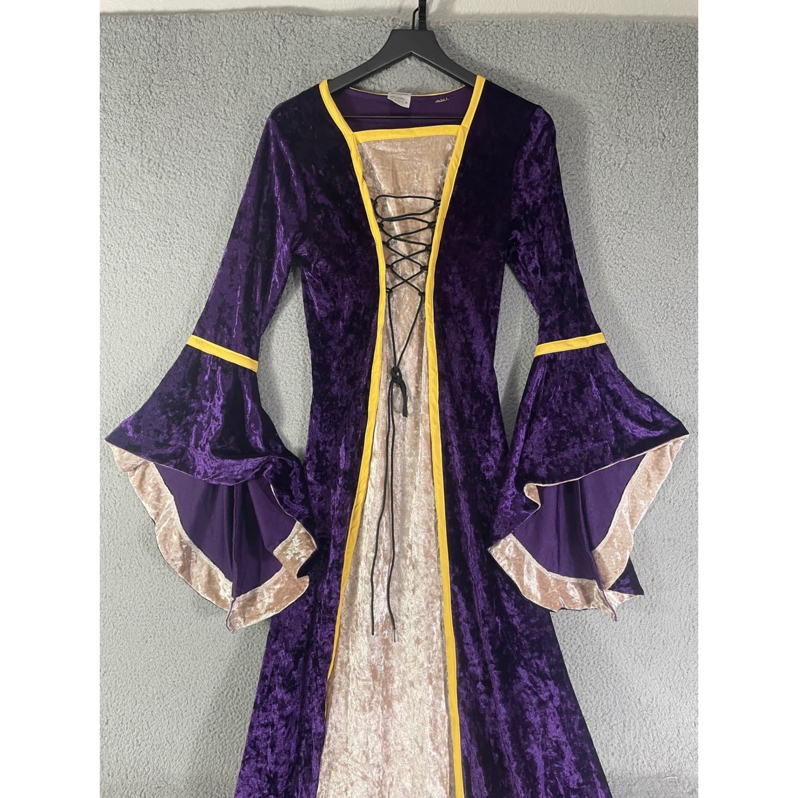 Renaissance Dress Medieval Gown Costume Purple Velvet Fair Sorceress Cosplay S - Thumbnail 6