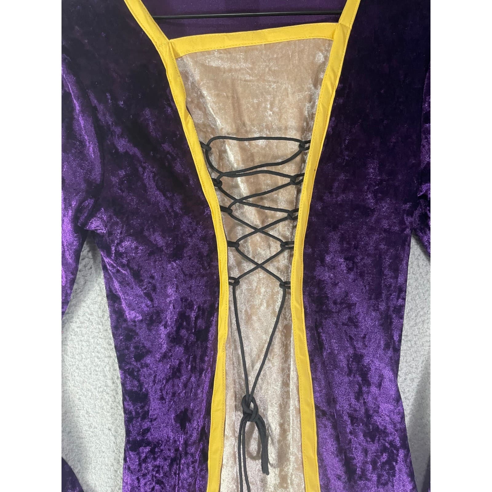 Renaissance Dress Medieval Gown Costume Purple Velvet Fair Sorceress Cosplay S - Thumbnail 12
