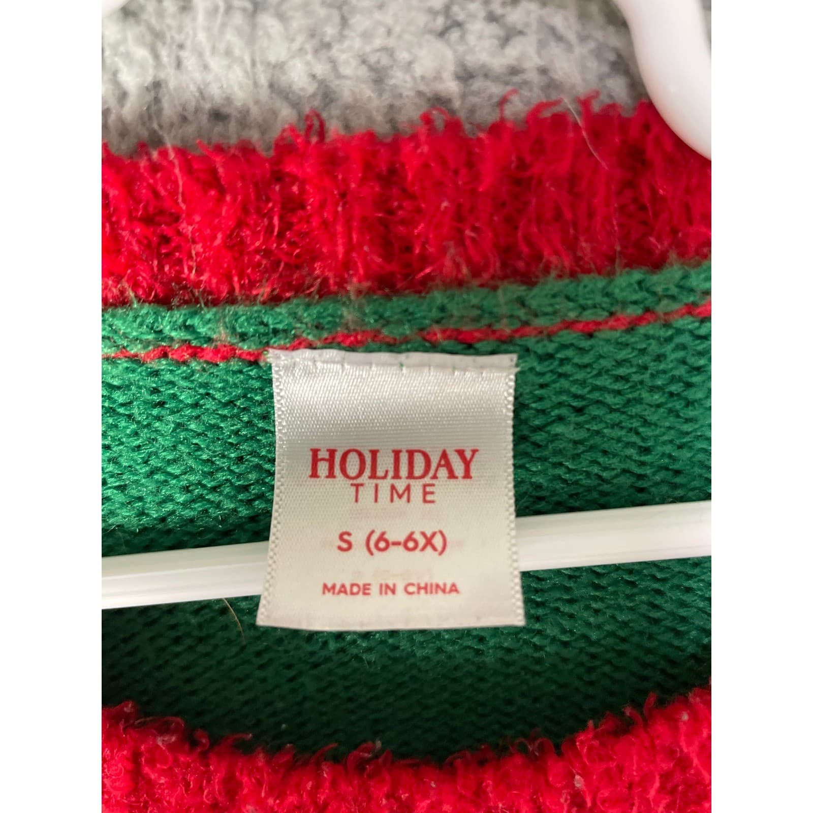 Holiday Time Kids Green Ugly Christmas Sweater Peace Love Santa Girls Size 6/6X - Thumbnail 7