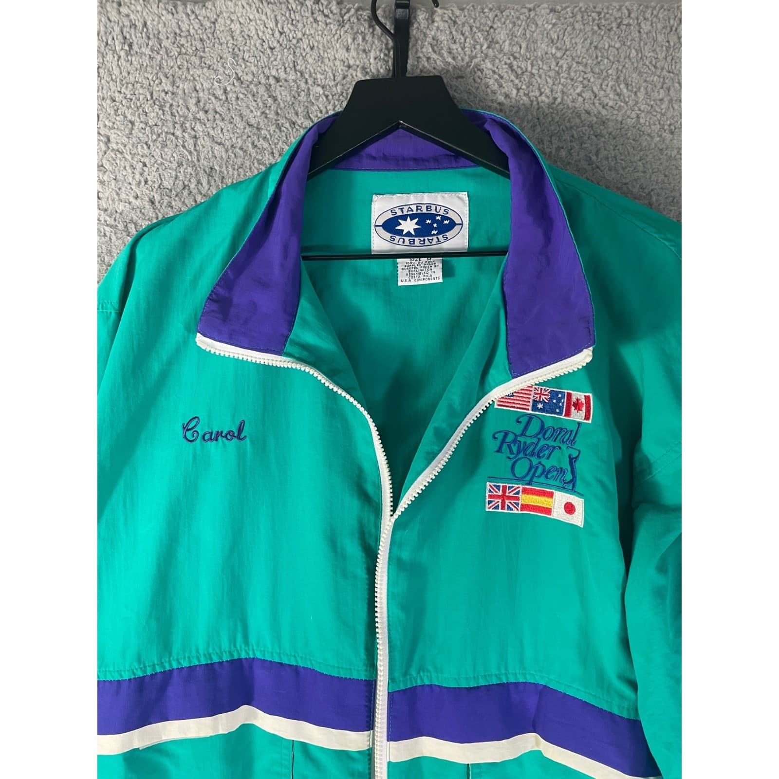 Vintage 1994 Doral Ryder Open Golf Jacket Teal Purple Windbreaker Mens M USA - Thumbnail 5