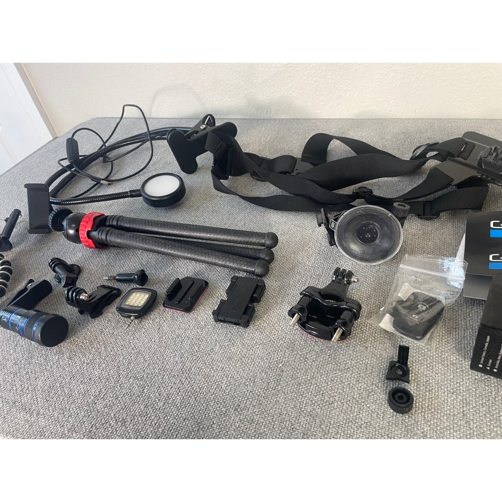 Action Camera Accessory Lot Chest Mount Mini Tripod LED Ring Light Suction Cup - Thumbnail 7