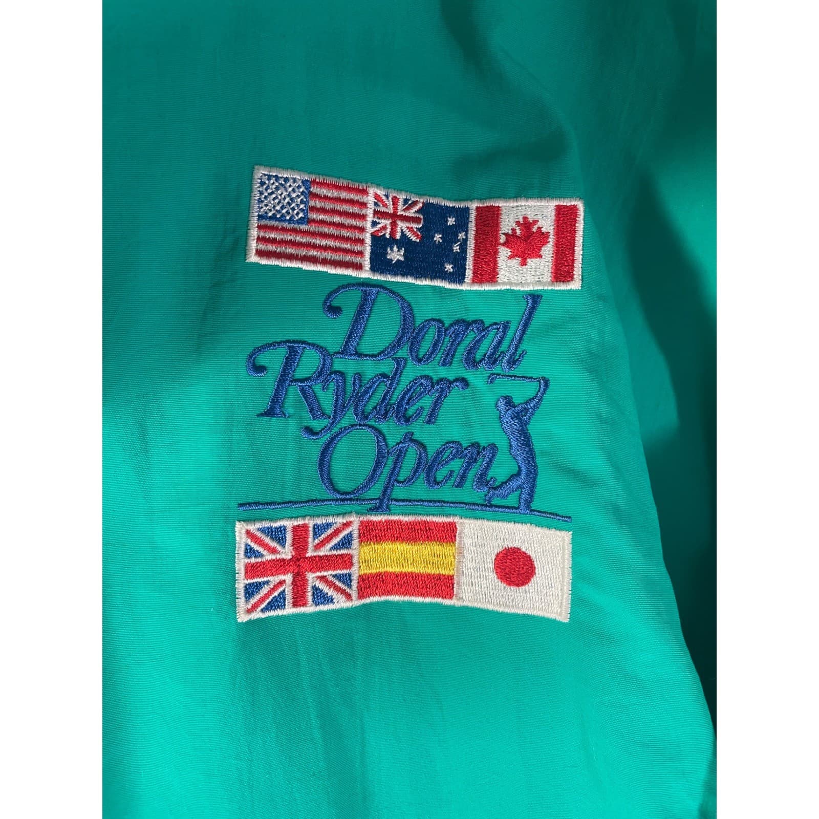 Vintage 1994 Doral Ryder Open Golf Jacket Teal Purple Windbreaker Mens M USA - Thumbnail 4
