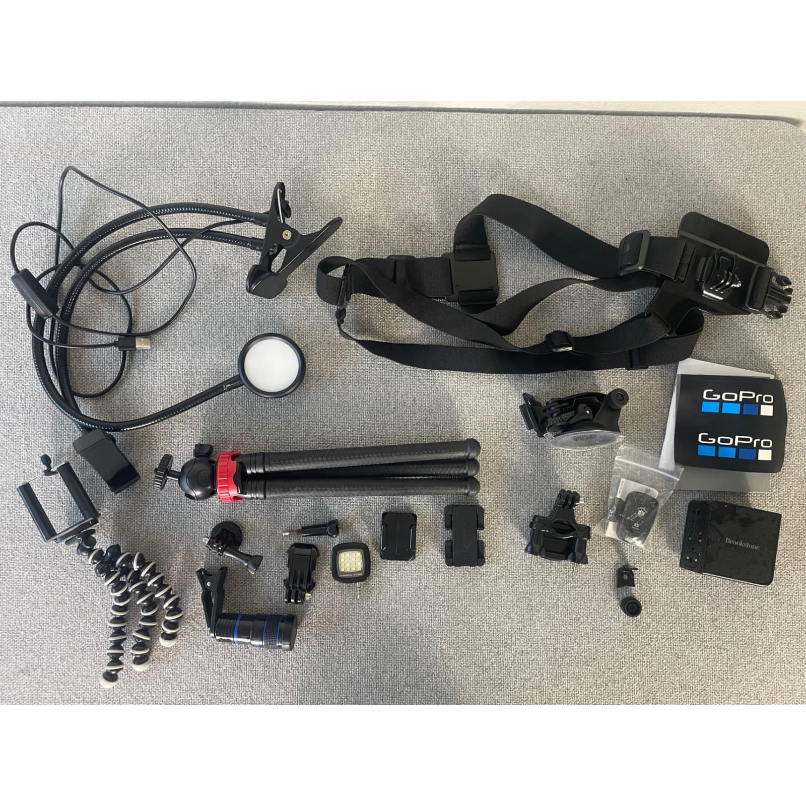 Action Camera Accessory Lot Chest Mount Mini Tripod LED Ring Light Suction Cup - Thumbnail 3
