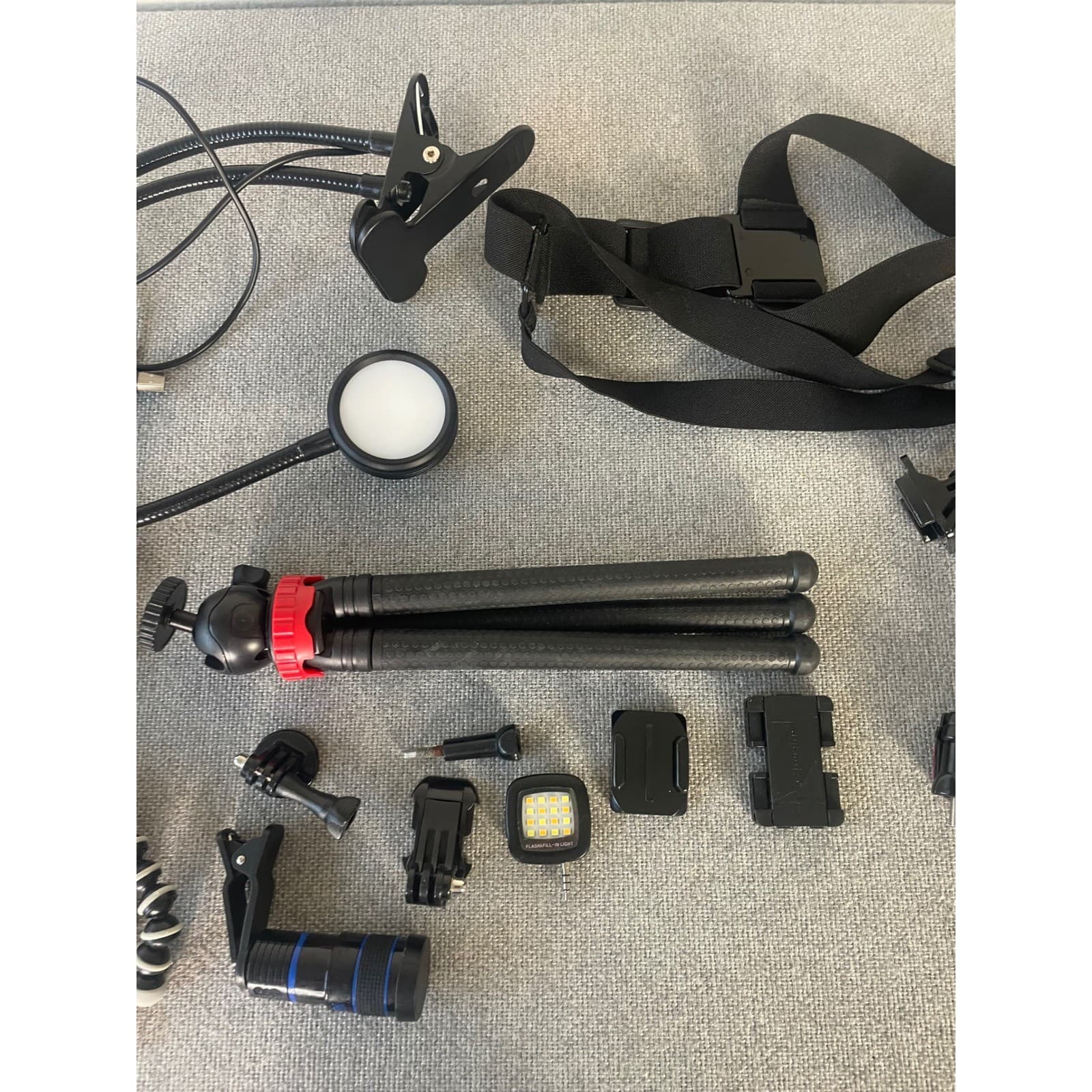 Action Camera Accessory Lot Chest Mount Mini Tripod LED Ring Light Suction Cup - Thumbnail 5