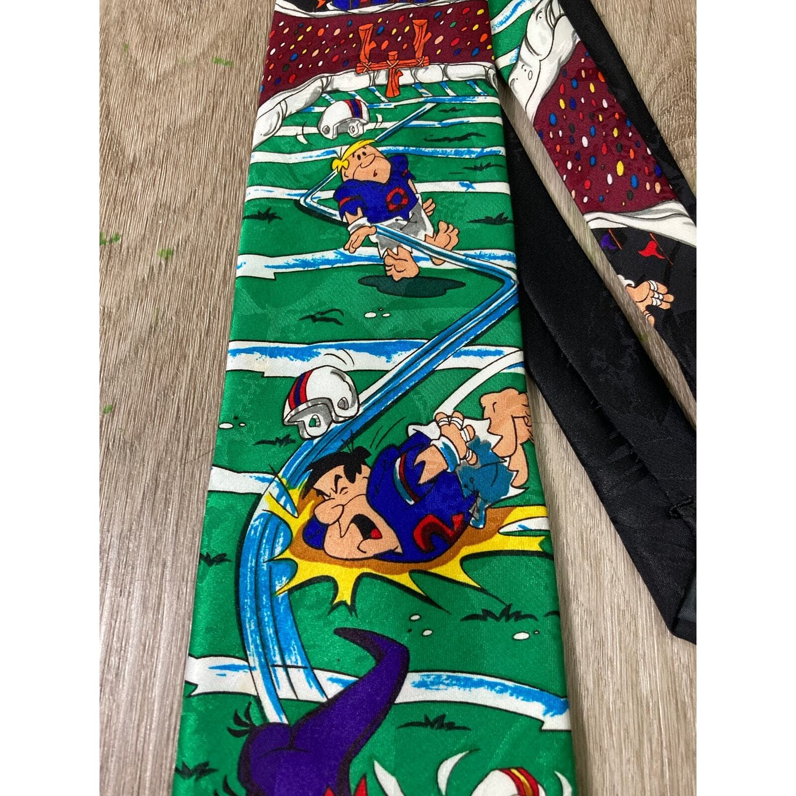 Vintage Hanna Barbera Fred Flintstone Men’s Novelty Necktie Multicolor Tie - Thumbnail 4