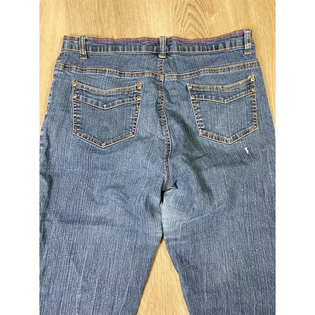 Adolfo Women's Straight Jeans Size 12 Blue Medium Wash Denim - Thumbnail 8
