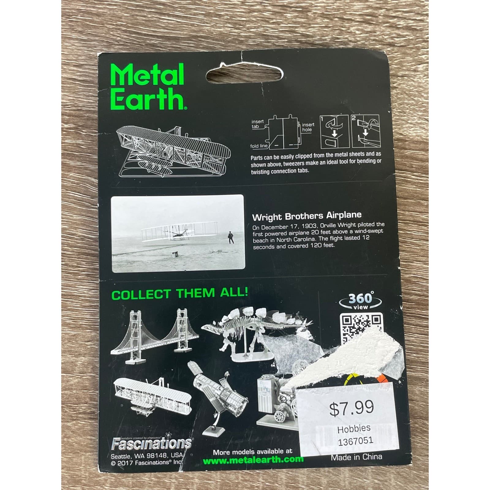 Metal Earth Wright Brothers Airplane 3D Metal Model Kit MMS042 Fascinations NIP - Thumbnail 4