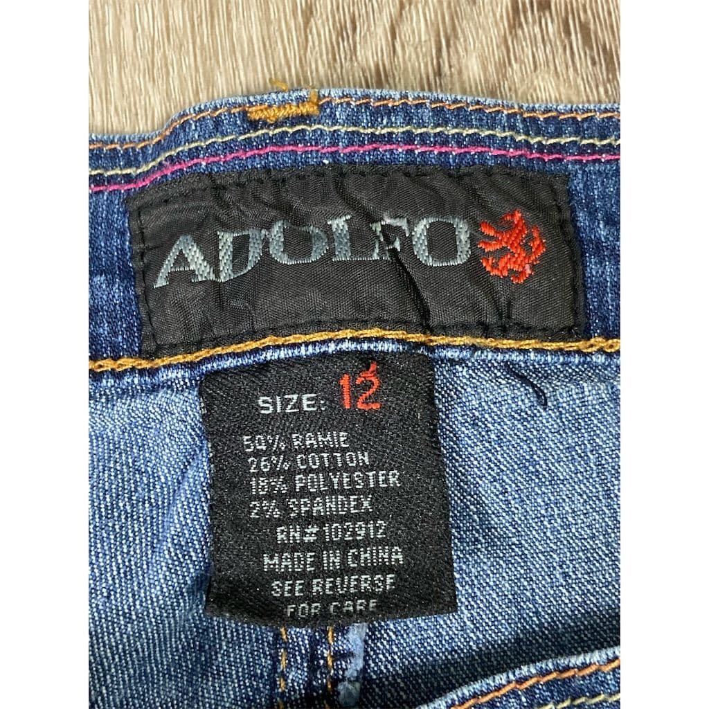 Adolfo Women's Straight Jeans Size 12 Blue Medium Wash Denim - Thumbnail 5