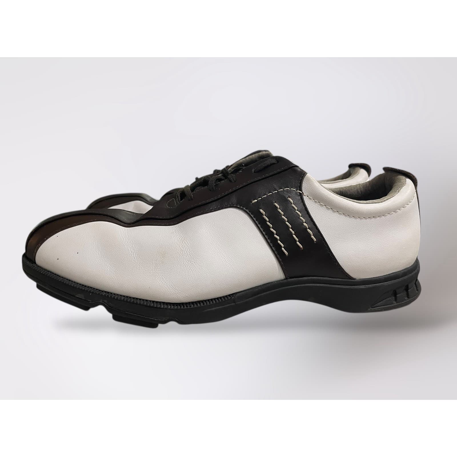 Adidas Golf Shoes Mens 9 Brown White Spiked Leather Lace Up Performance
