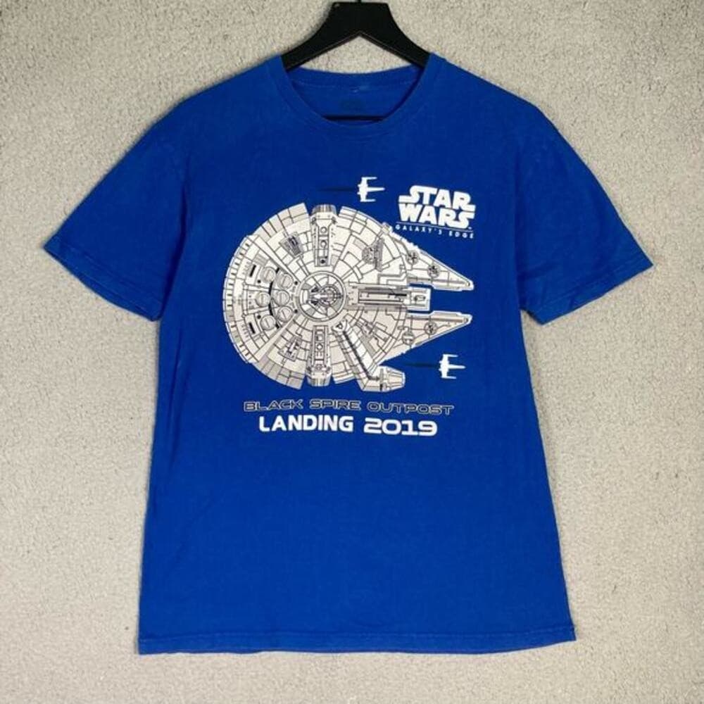Star Wars Galaxy's Edge Millennium Falcon Graphic Tee Adult Medium Blue - Thumbnail 10
