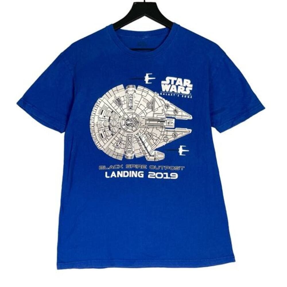 Star Wars Galaxy's Edge Millennium Falcon Graphic Tee Adult Medium Blue - Thumbnail 4