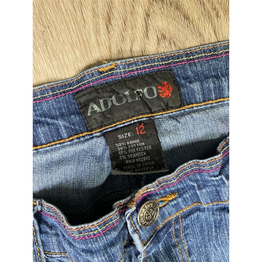 Adolfo Women's Straight Jeans Size 12 Blue Medium Wash Denim - Thumbnail 4
