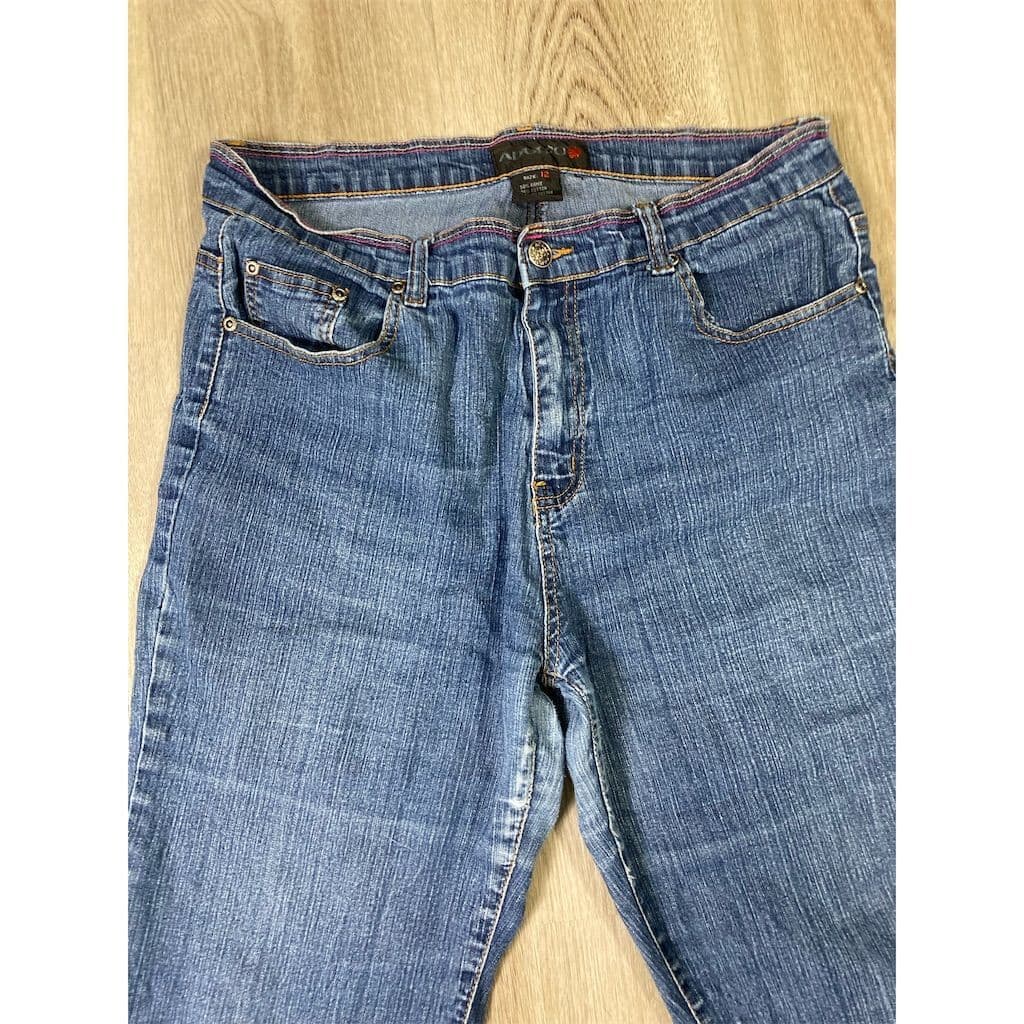 Adolfo Women's Straight Jeans Size 12 Blue Medium Wash Denim - Thumbnail 6