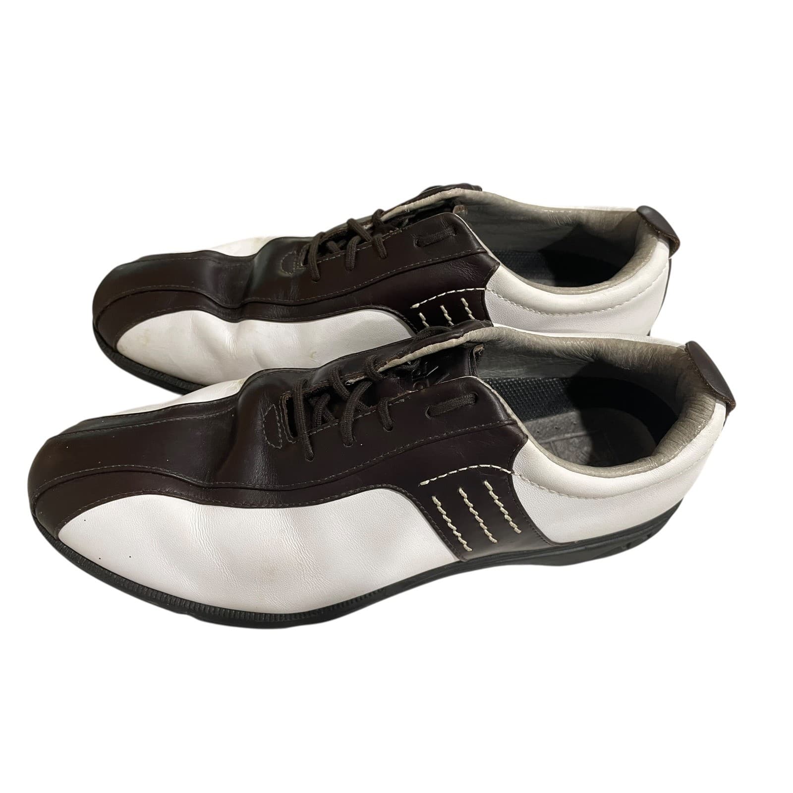 Adidas Golf Shoes Mens 9 Brown White Spiked Leather Lace Up Performance - Thumbnail 4