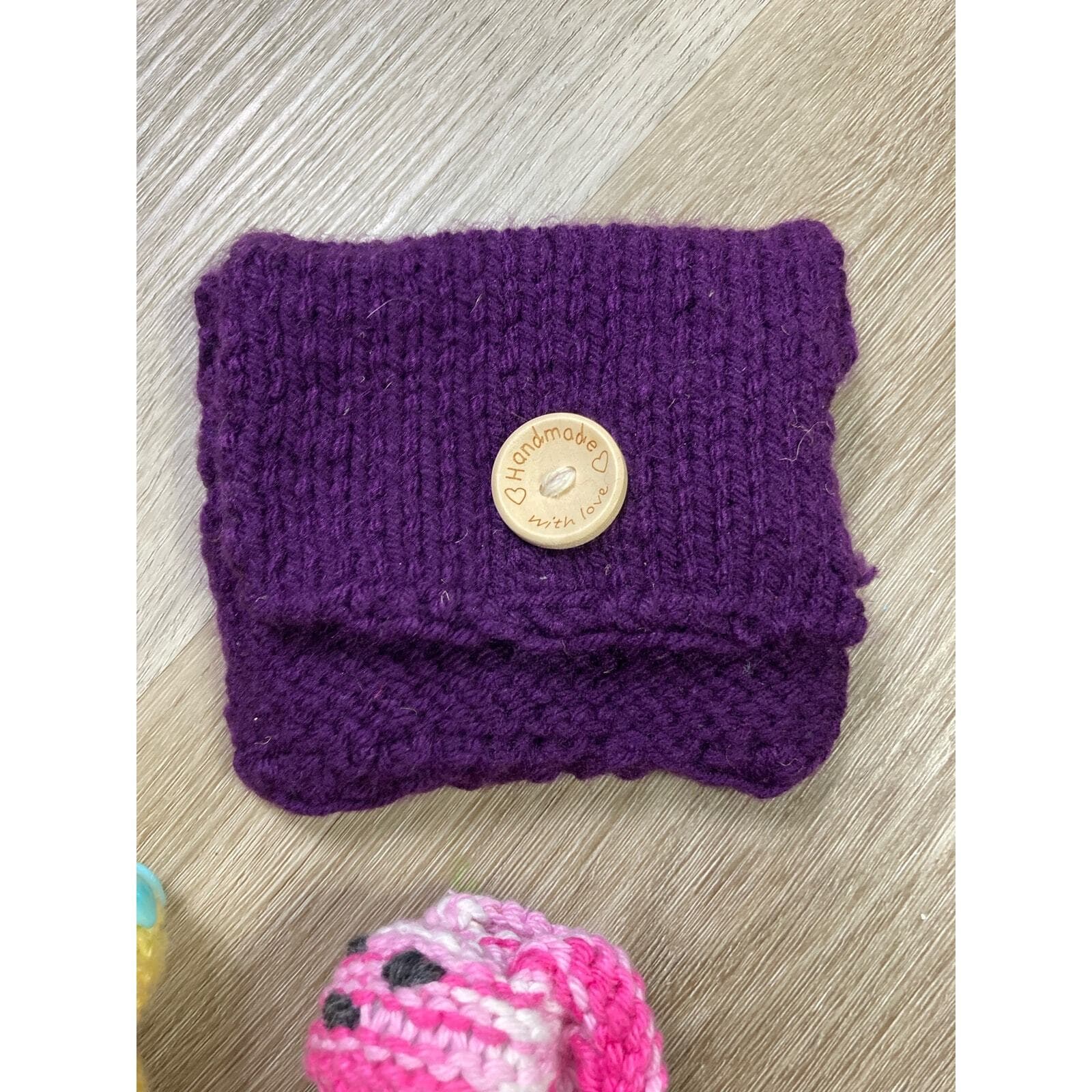 Handmade Knitted Cat Plushie Stuffed Animal Small Coin Purse Pouch Gift Cute - Thumbnail 8