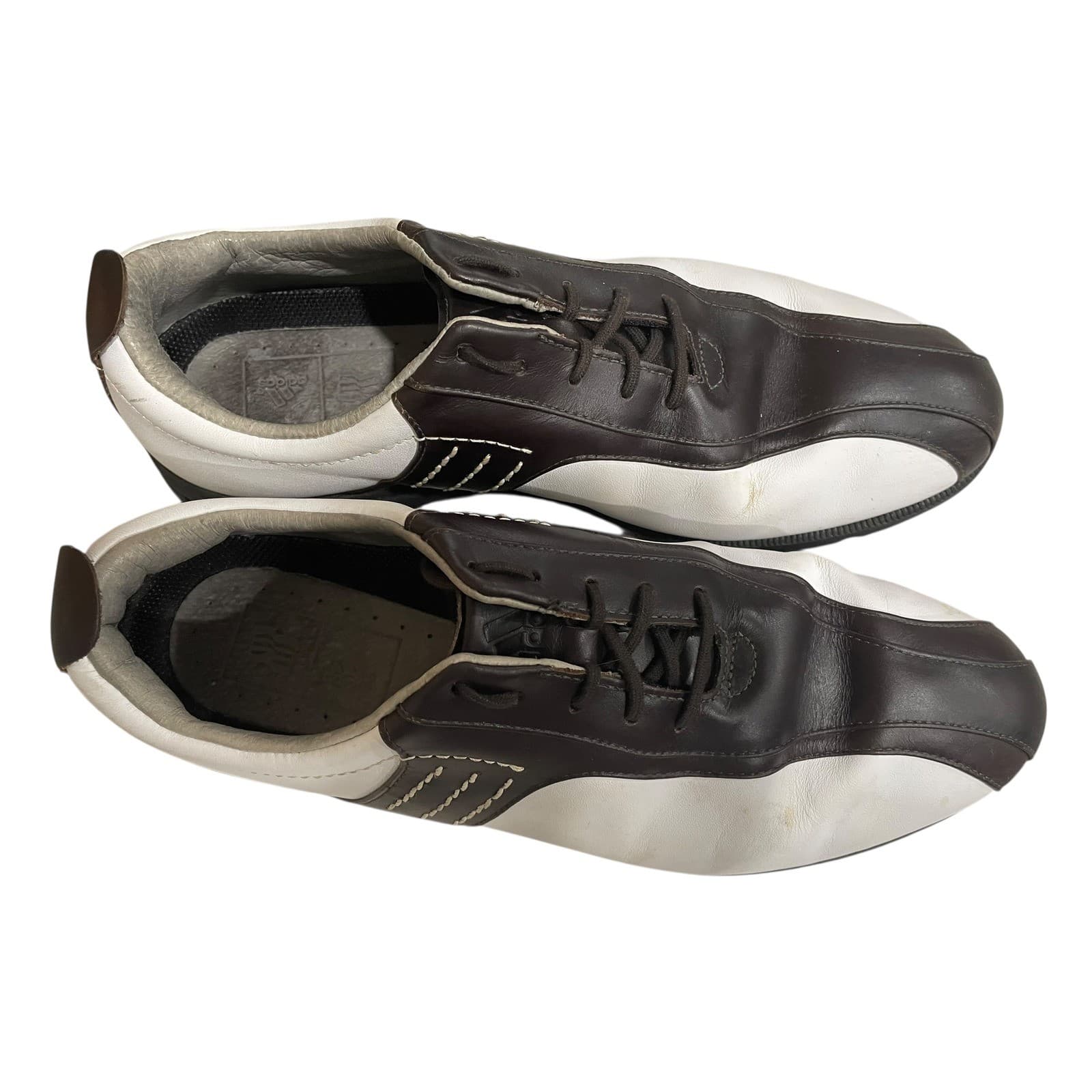 Adidas Golf Shoes Mens 9 Brown White Spiked Leather Lace Up Performance - Thumbnail 8