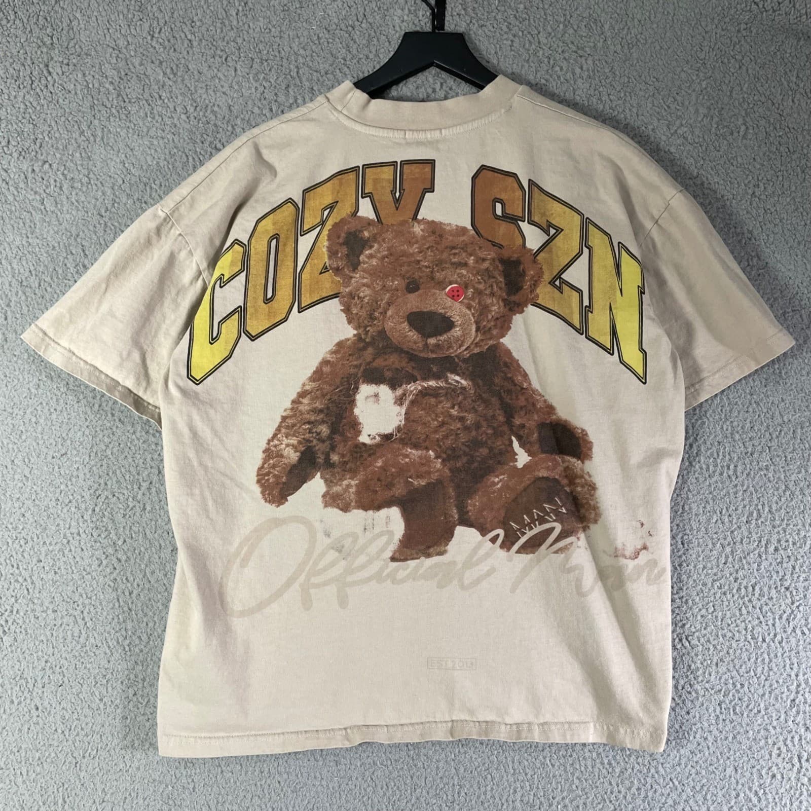 Cozy SZN Teddy Bear Graphic Print T Shirt Men's Size S Short Sleeve - Thumbnail 2