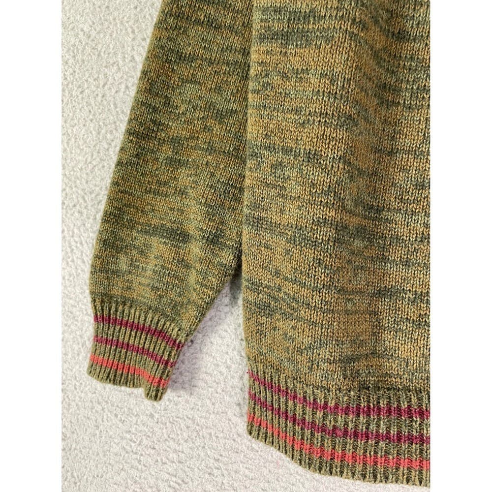 Tiara International Womens Small Zip Up Nordic Fair Isle Knit Sweater Green - Thumbnail 10