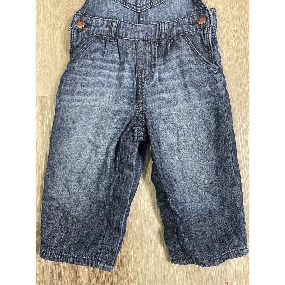 Vintage OshKosh B'gosh Infant Denim Overalls 12M Blue Jean Plaid Lined Vestbak - Thumbnail 10