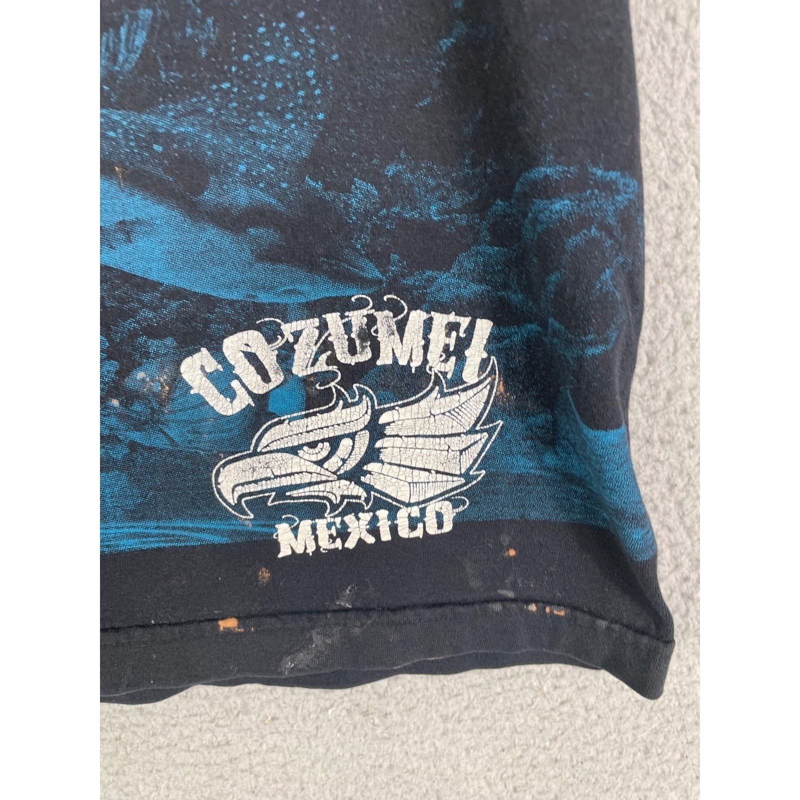 Vintage Cozumel Mexico T Shirt Mens L All Over Print Scuba Diving Graphic Tee - Thumbnail 7