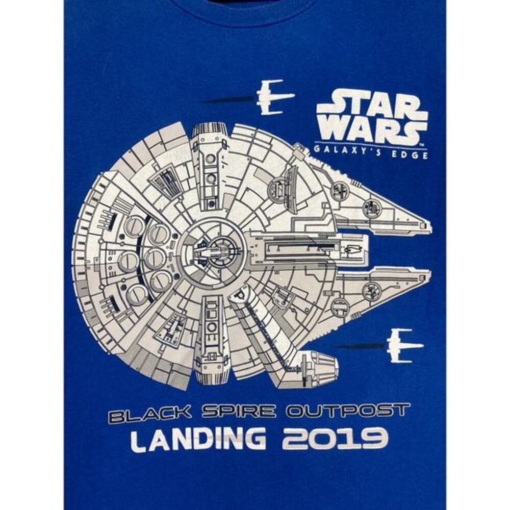 Star Wars Galaxy's Edge Millennium Falcon Graphic Tee Adult Medium Blue - Thumbnail 9