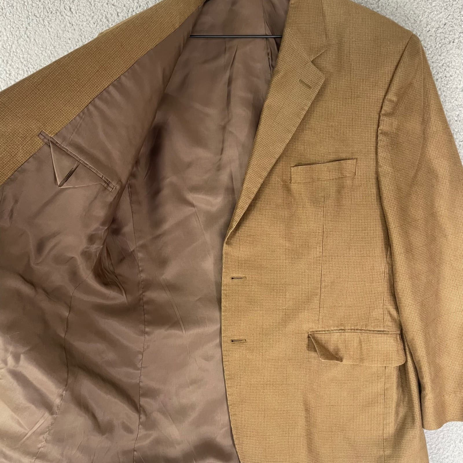 Chaps Ralph Lauren Blazer Mens 44R Tan Houndstooth Sport Coat Classic Jacket - Thumbnail 11