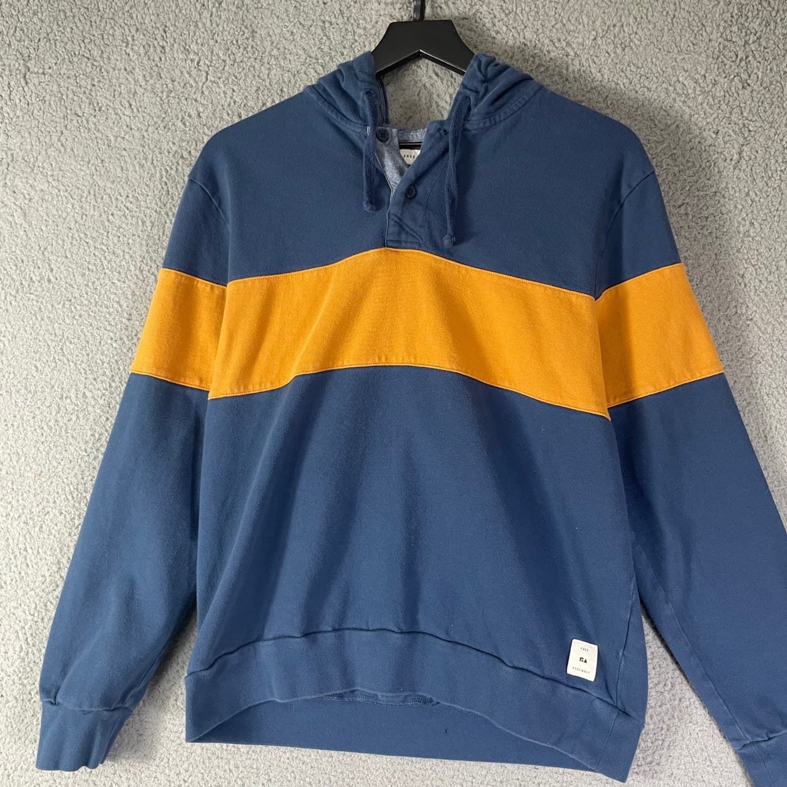 Free Assembly Men's Blue Orange Stripe Pullover Hoodie Sweatshirt Medium - Thumbnail 11