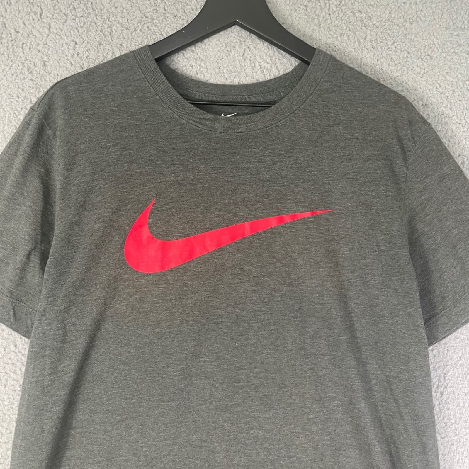 Nike Swoosh T Shirt Mens Large Gray Red Logo Athletic Training Short Sleeve Tee - Thumbnail 4