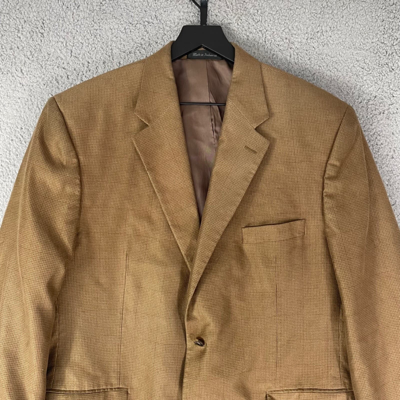 Chaps Ralph Lauren Blazer Mens 44R Tan Houndstooth Sport Coat Classic Jacket - Thumbnail 7