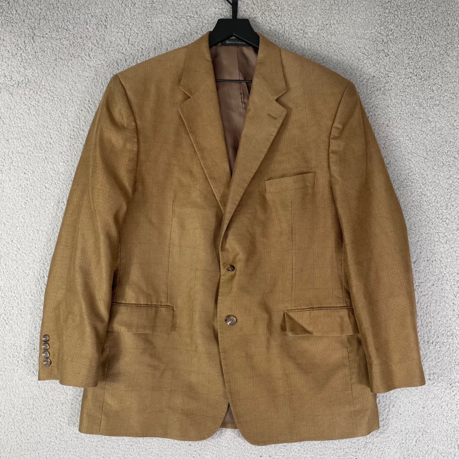 Chaps Ralph Lauren Blazer Mens 44R Tan Houndstooth Sport Coat Classic Jacket - Thumbnail 5