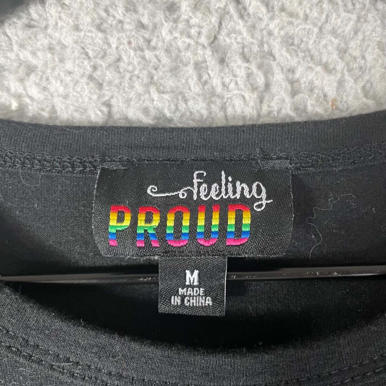 Feeling Proud Womens Rainbow Heart Graphic T-Shirt Black Medium - Thumbnail 7