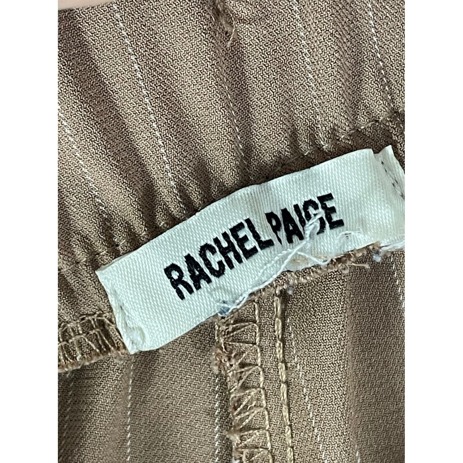 RACHEL PAIGE Brown Pinstripe Cargo Pants Wide Leg Drawstring Waist Women's - Thumbnail 4
