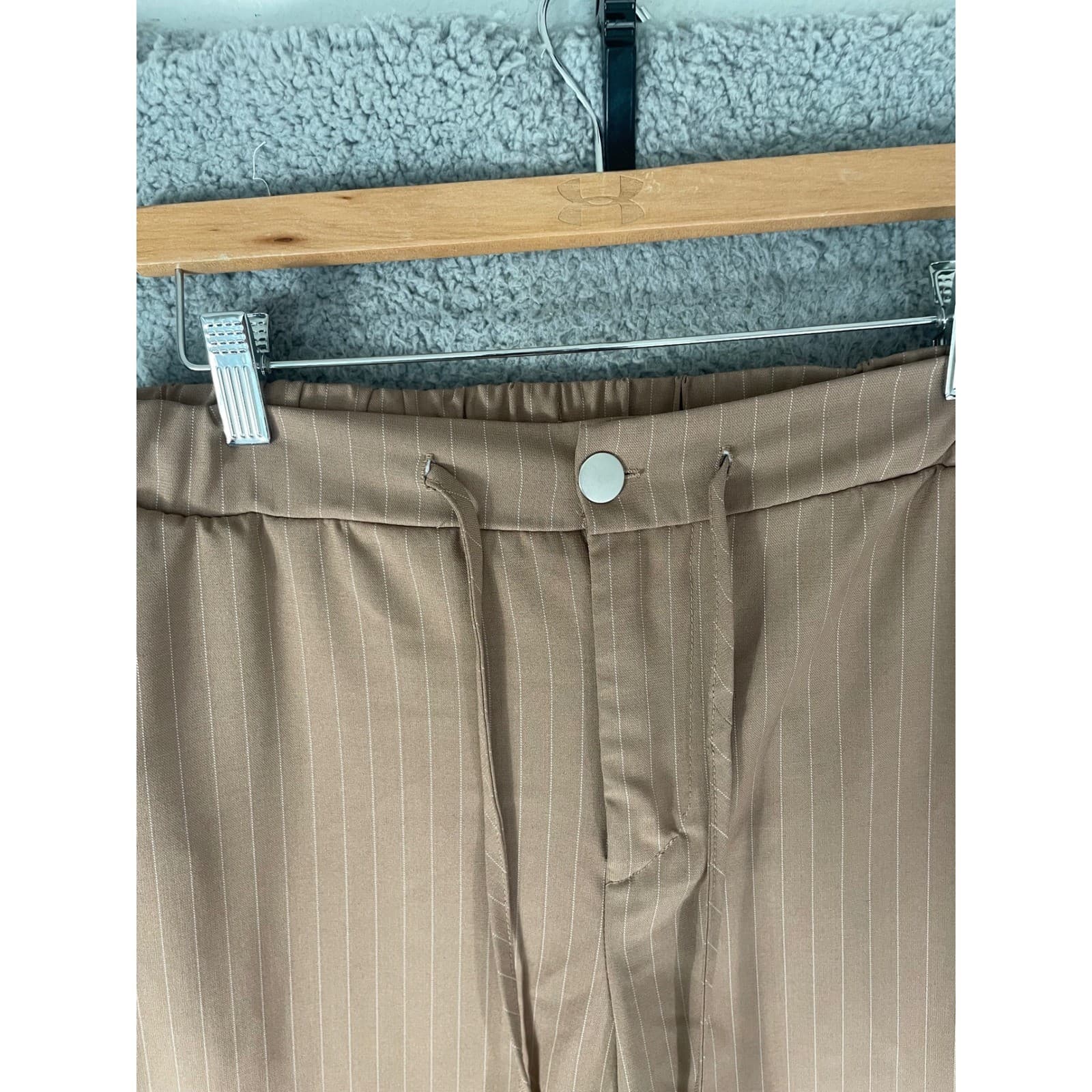 RACHEL PAIGE Brown Pinstripe Cargo Pants Wide Leg Drawstring Waist Women's - Thumbnail 9