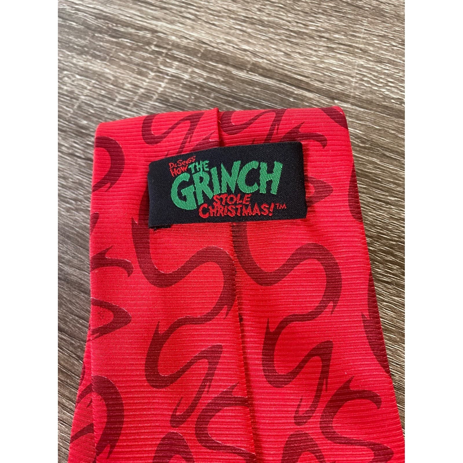 Dr Seuss How The Grinch Stole Christmas Mens Red Happy Wholidays Holiday Tie - Thumbnail 4