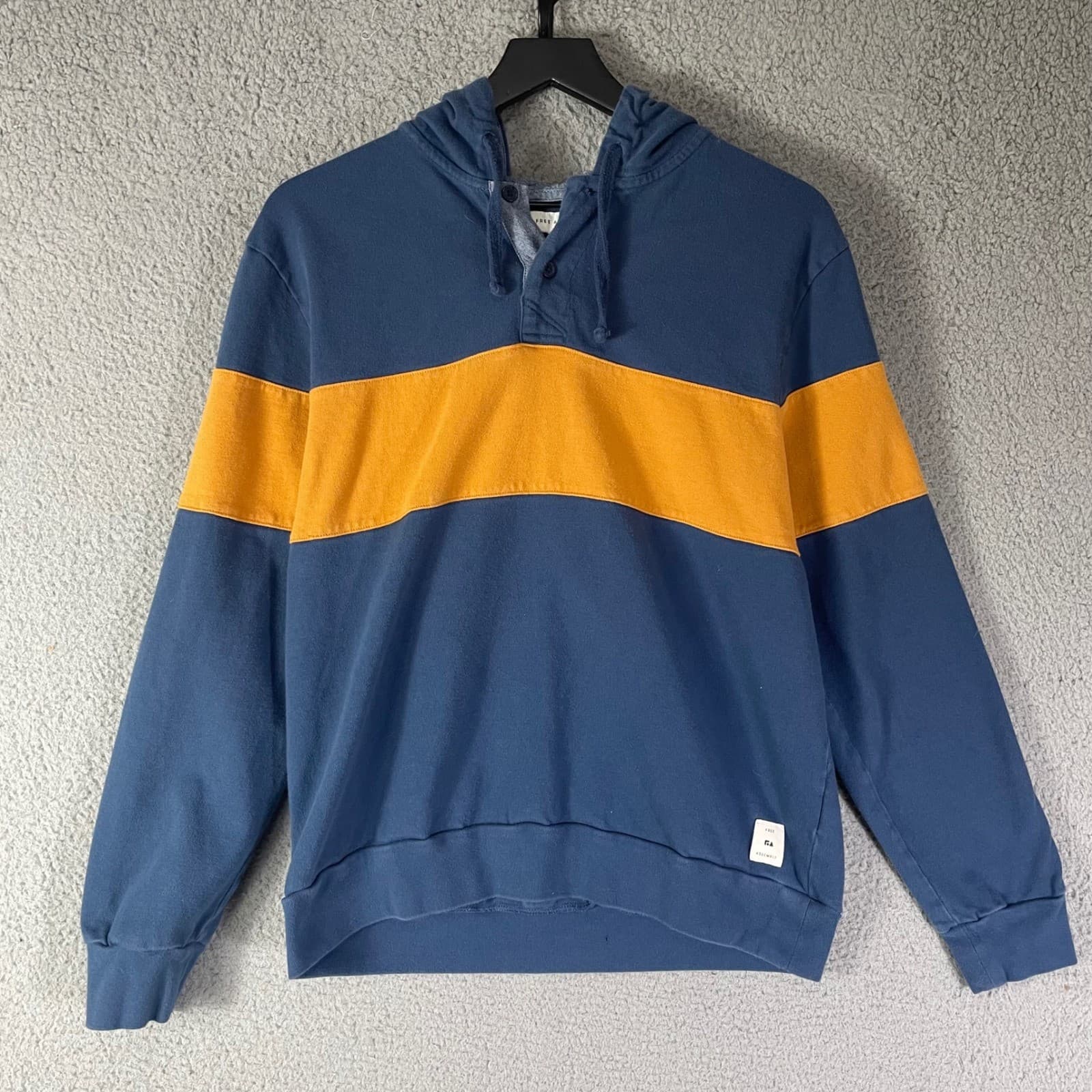 Free Assembly Men's Blue Orange Stripe Pullover Hoodie Sweatshirt Medium - Thumbnail 6