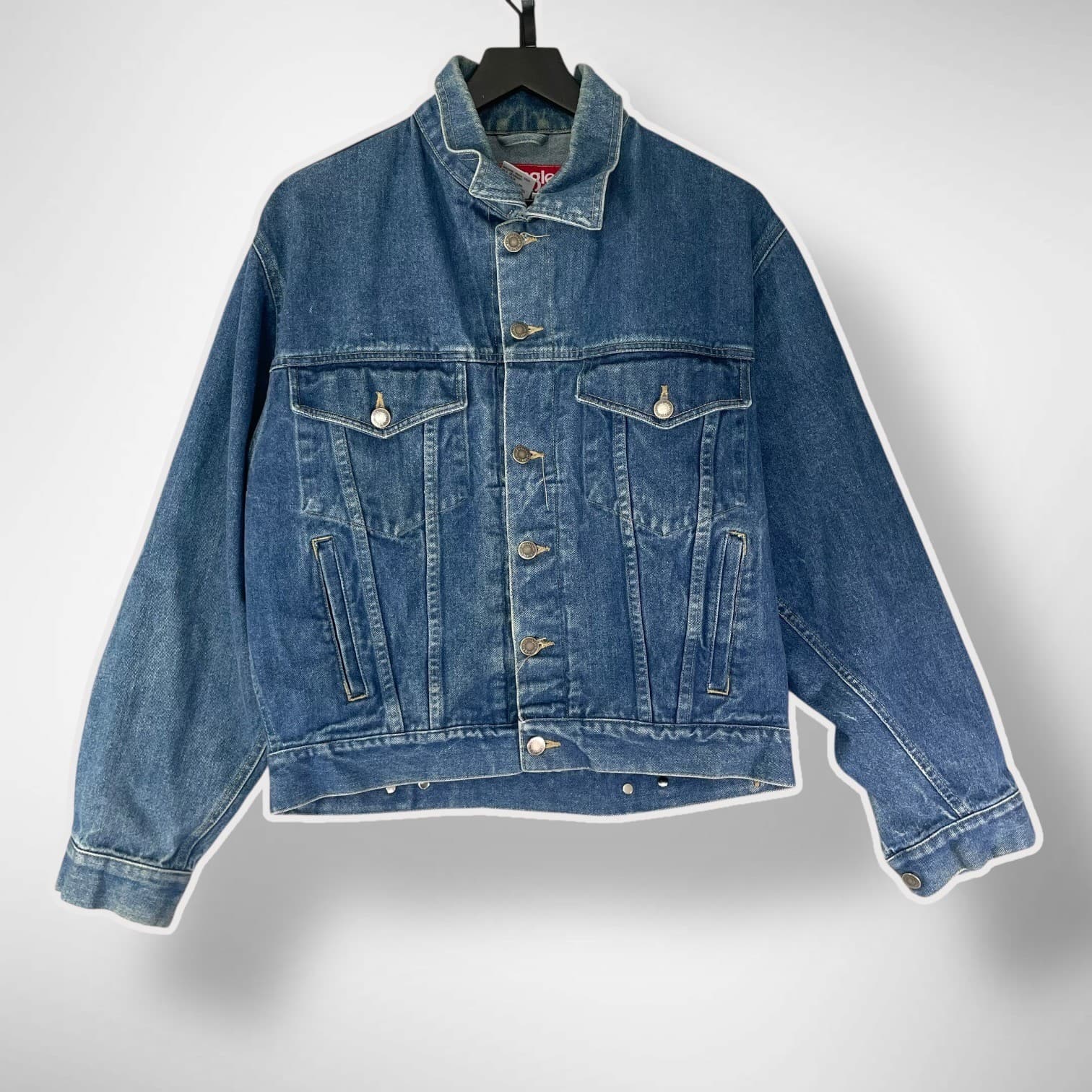 Wrangler Hero Womens Small Blue Denim Jacket Vintage 90s Trucker Coat Vintage - Thumbnail 2