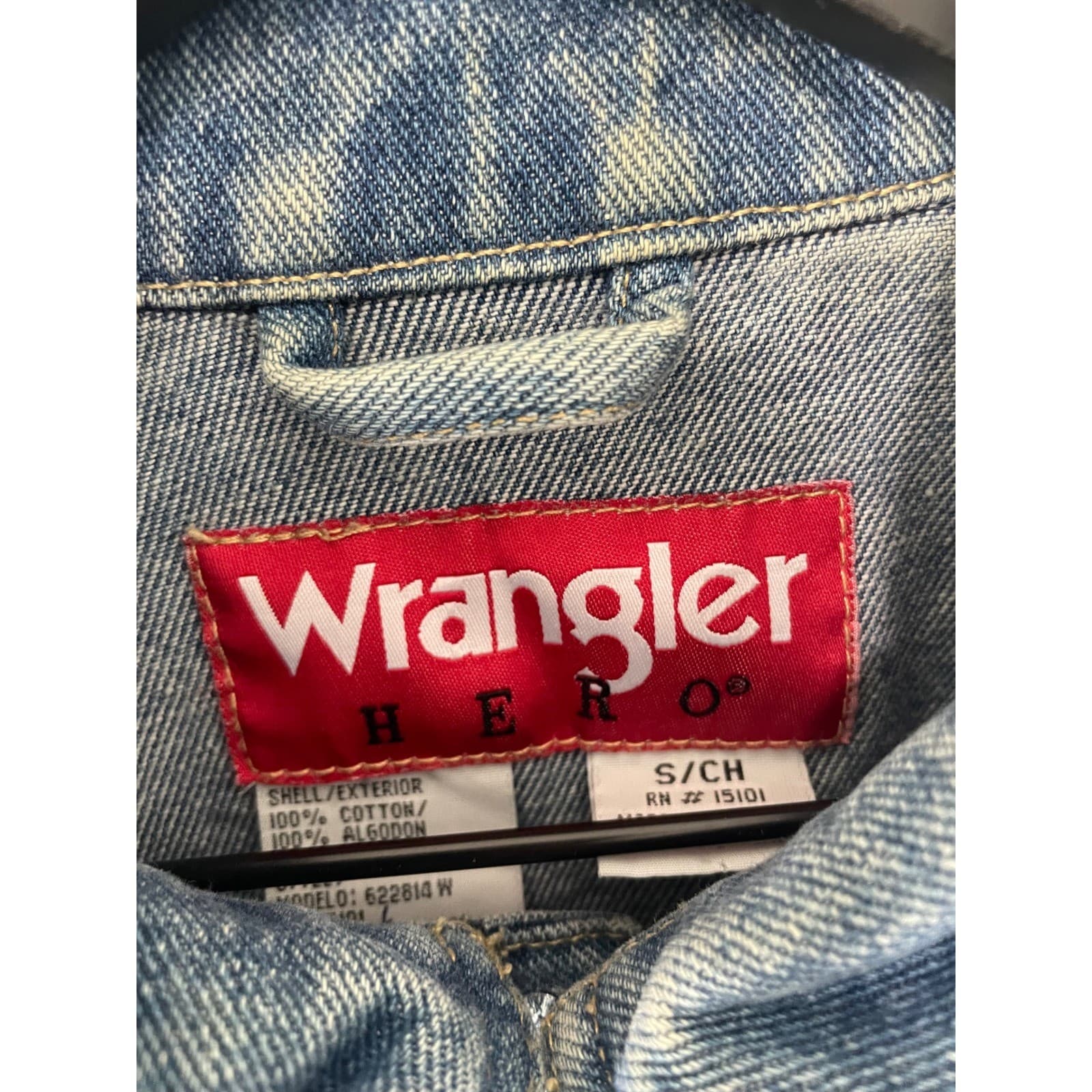 Wrangler Hero Womens Small Blue Denim Jacket Vintage 90s Trucker Coat Vintage - Thumbnail 3