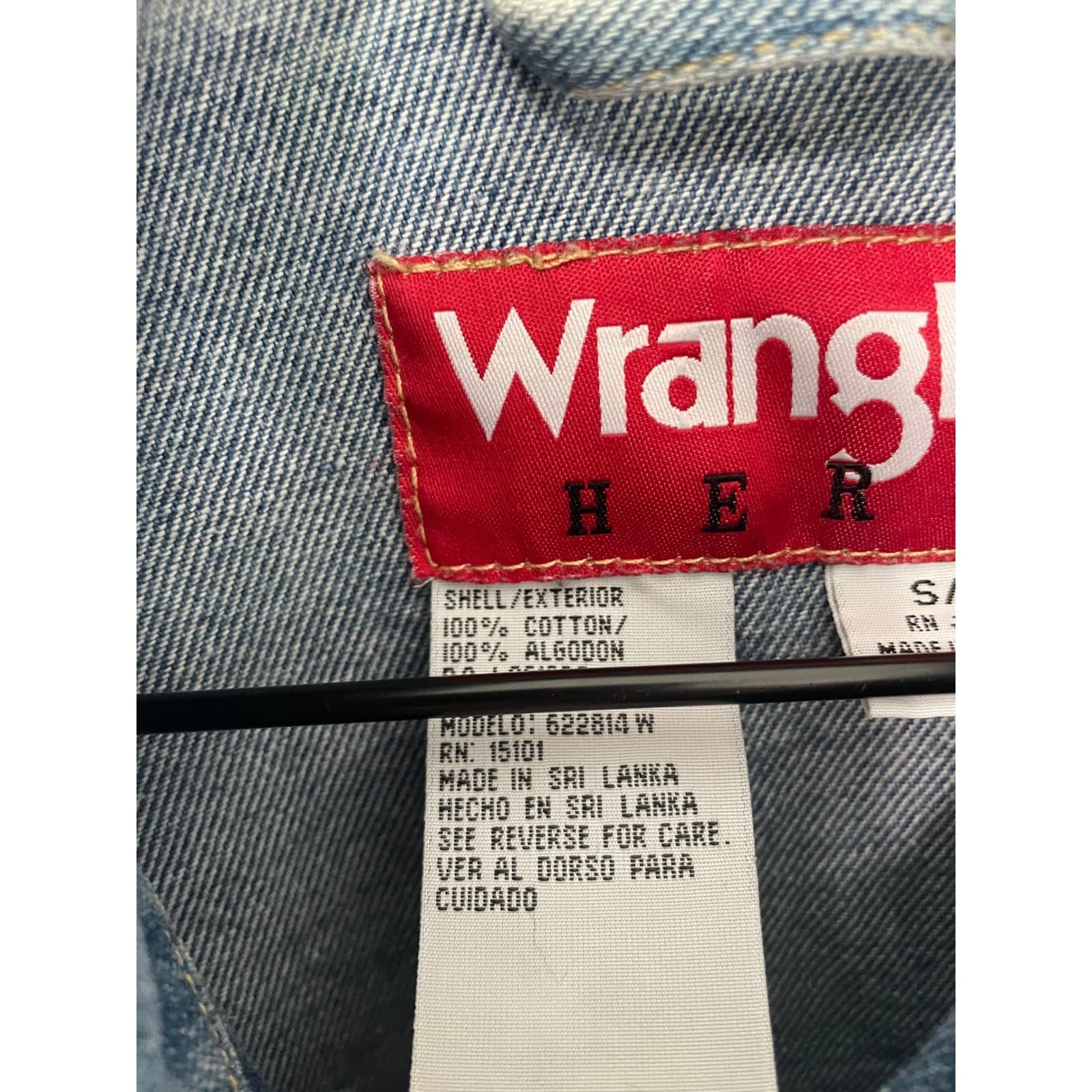Wrangler Hero Womens Small Blue Denim Jacket Vintage 90s Trucker Coat Vintage - Thumbnail 4