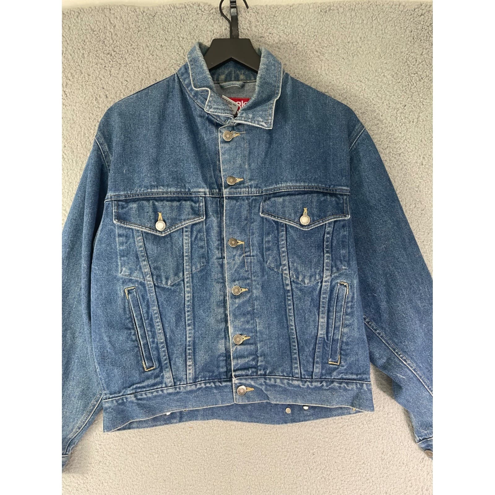Wrangler Hero Womens Small Blue Denim Jacket Vintage 90s Trucker Coat Vintage - Thumbnail 7