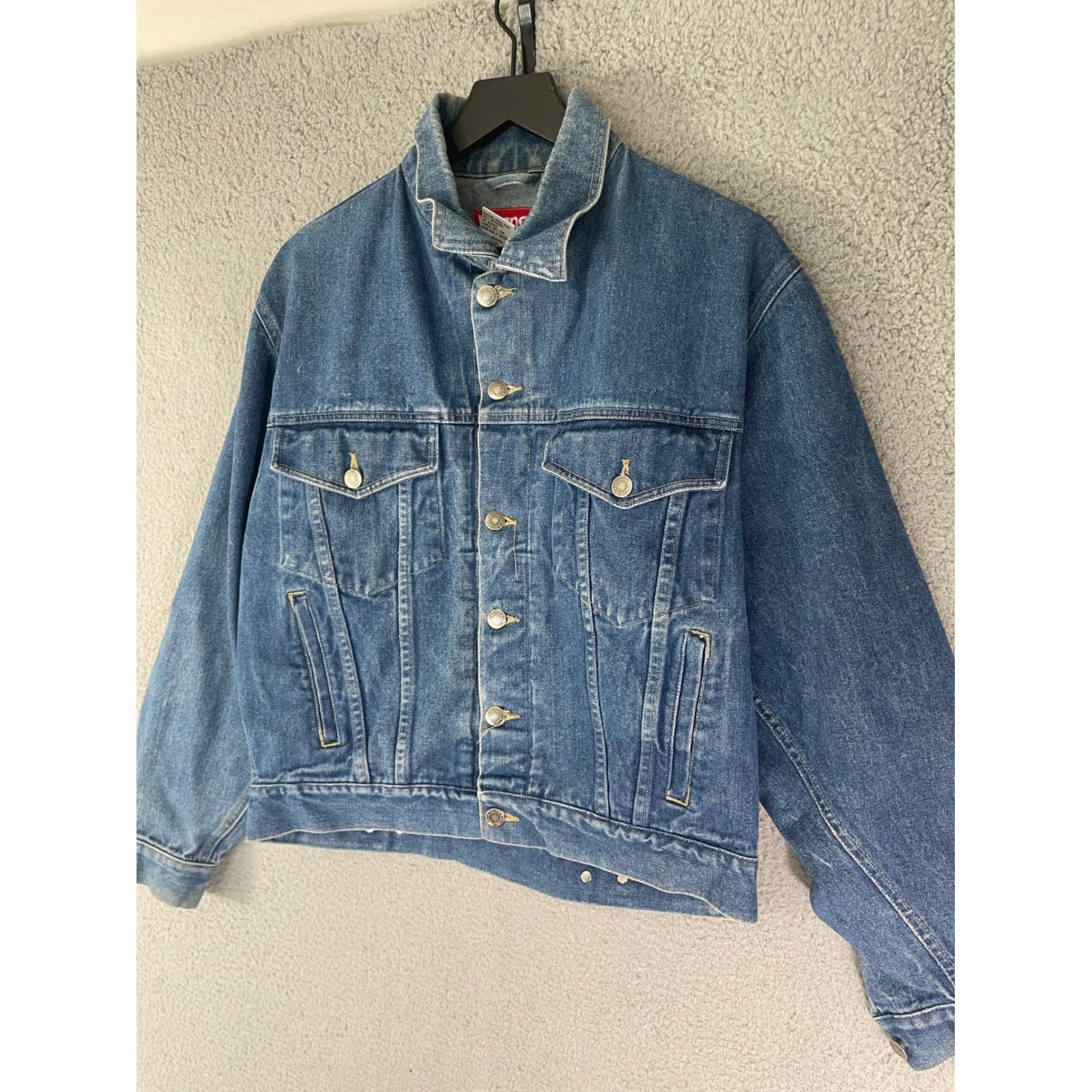 Wrangler Hero Womens Small Blue Denim Jacket Vintage 90s Trucker Coat Vintage - Thumbnail 8