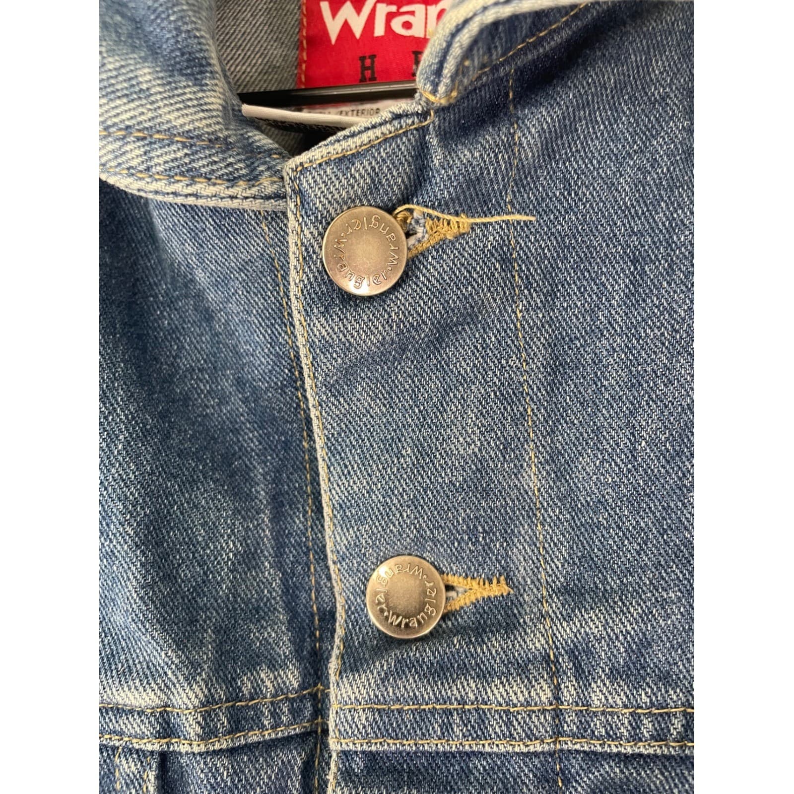 Wrangler Hero Womens Small Blue Denim Jacket Vintage 90s Trucker Coat Vintage - Thumbnail 9