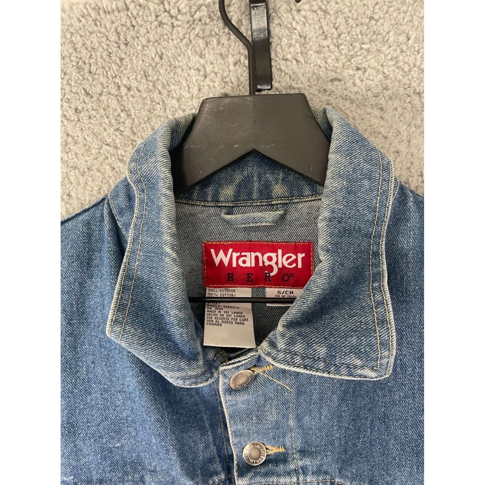 Wrangler Hero Womens Small Blue Denim Jacket Vintage 90s Trucker Coat Vintage - Thumbnail 12