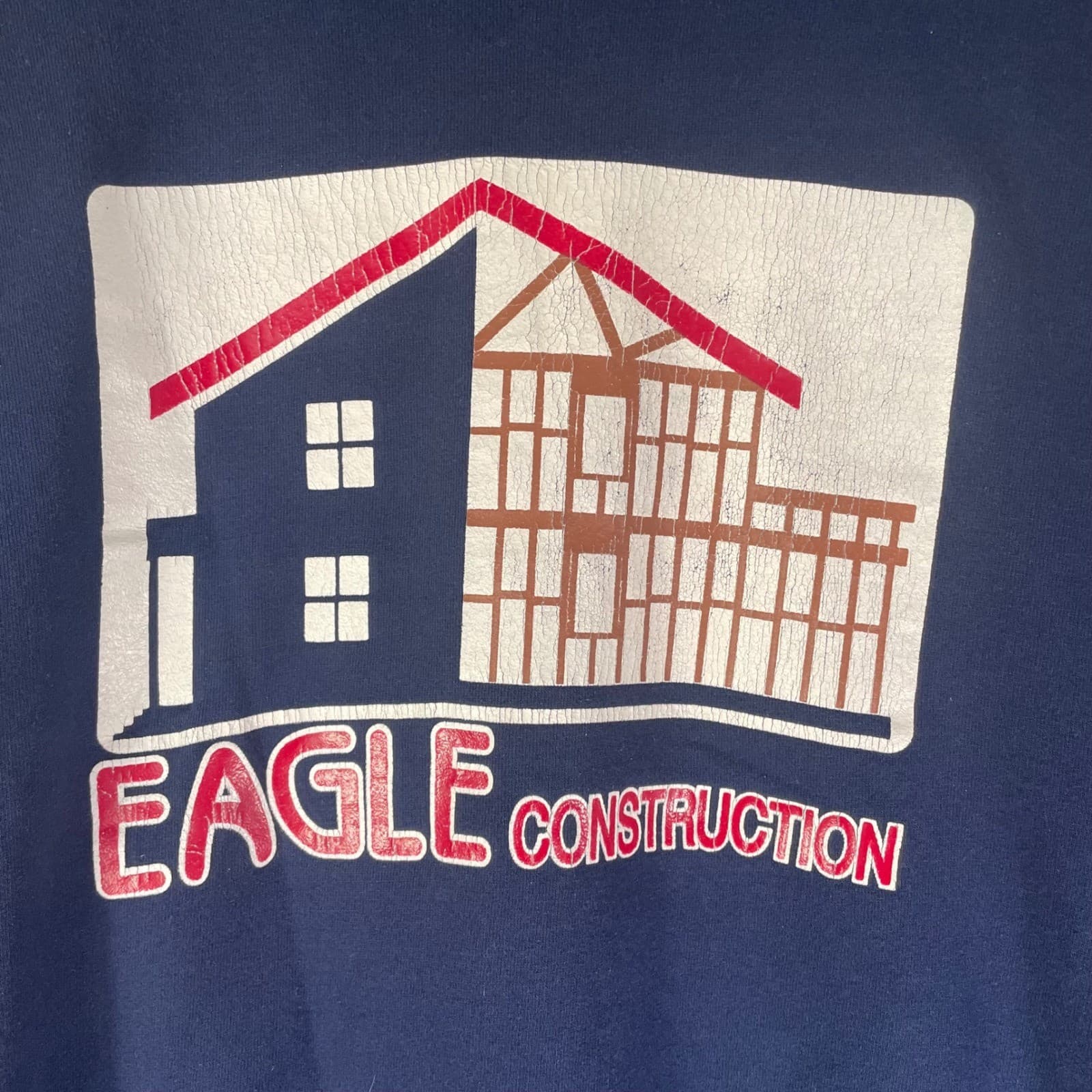 Vintage Jerzees Super Sweats Eagle Construction Navy Blue Sweatshirt Mens XL USA - Thumbnail 6